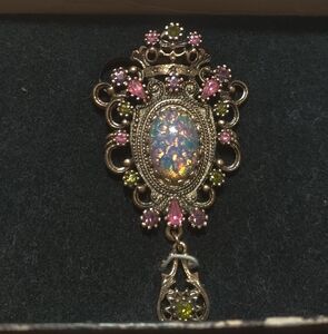 Sarah Coventry Opal and Pink Brooch